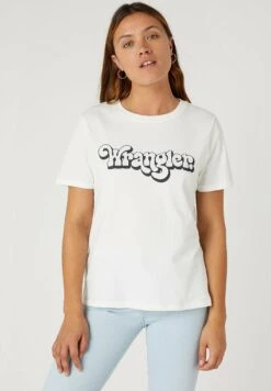 Wrangler Regular Tee - T-Shirt Imprimé - Wornwhite