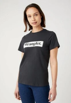 Wrangler Regular - T-Shirt Imprimé - Faded Black