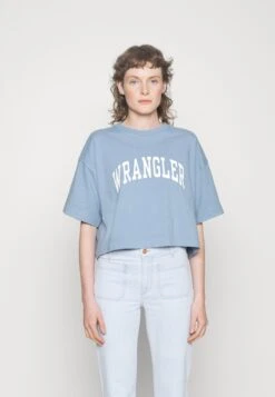 Wrangler Boxy Tee - T-Shirt Imprimé - Stone Wash Blue
