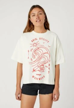 Wrangler Loose - T-Shirt Imprimé - Natural Ecru