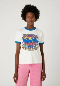 Wrangler Ringer - T-Shirt Imprimé - Worn White