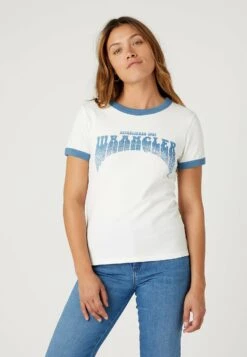 Wrangler Ringer Tee - T-Shirt Imprimé - Worn White
