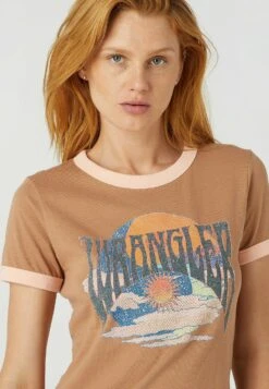 Wrangler Ringer Tee - T-Shirt Imprimé - Burro Brown -Wrangler Promos Boutique ab1323d914644741bffeabe08127d54b