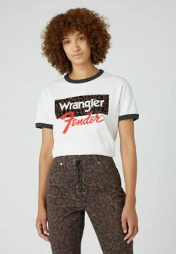 Wrangler Ringer - T-Shirt Imprimé - Faded Black