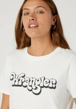 Wrangler Regular Tee - T-Shirt Imprimé - Wornwhite -Wrangler Promos Boutique e1c0d6750ef44376b77cacefdf15bbd2
