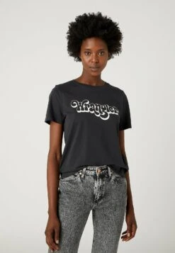 Wrangler Regular Tee - T-Shirt Imprimé - Washed Black